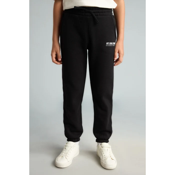 Defacto H9685A8BK81 Siyah Baskılı Lastikli Paça Kalın Kumaş Jogger Eşofman Altı Erkek Çocuk