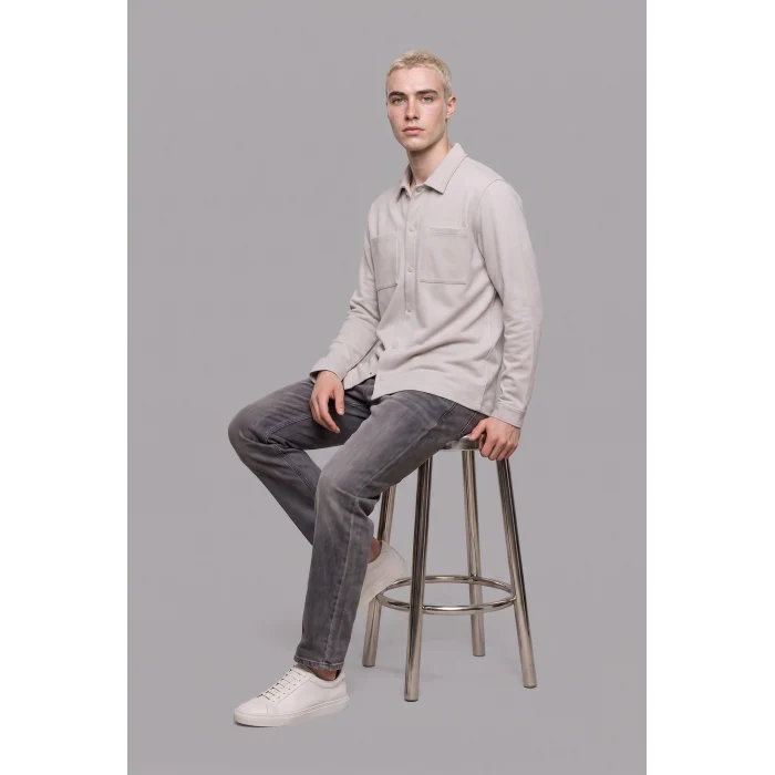 Defacto H6548AXGR293 Gri Regular Fit Çift Cepli Gömlek Ceket