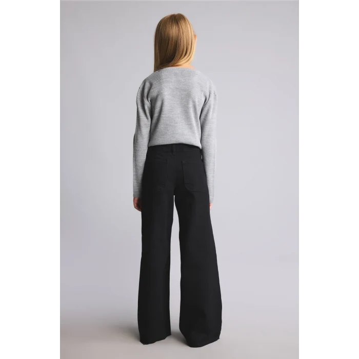 Defacto I4938A8NM40 Siyah Flare Fit Rahat İspanyol Paça Jean Pantolon Kız Çocuk