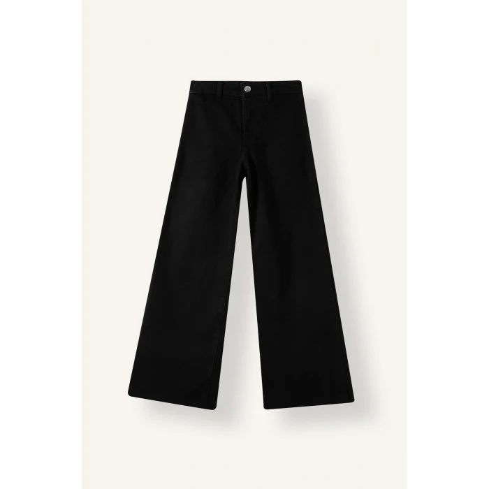 Defacto I4938A8NM40 Siyah Flare Fit Rahat İspanyol Paça Jean Pantolon Kız Çocuk
