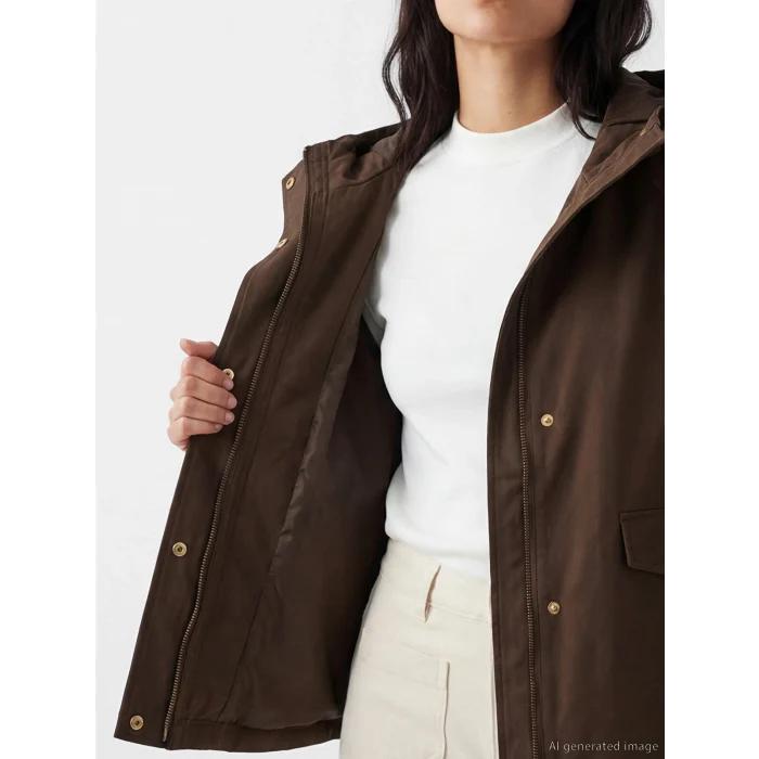 LCW Vision Kahverengi Kapüşonlu Oversize Kadın Yağmurluk