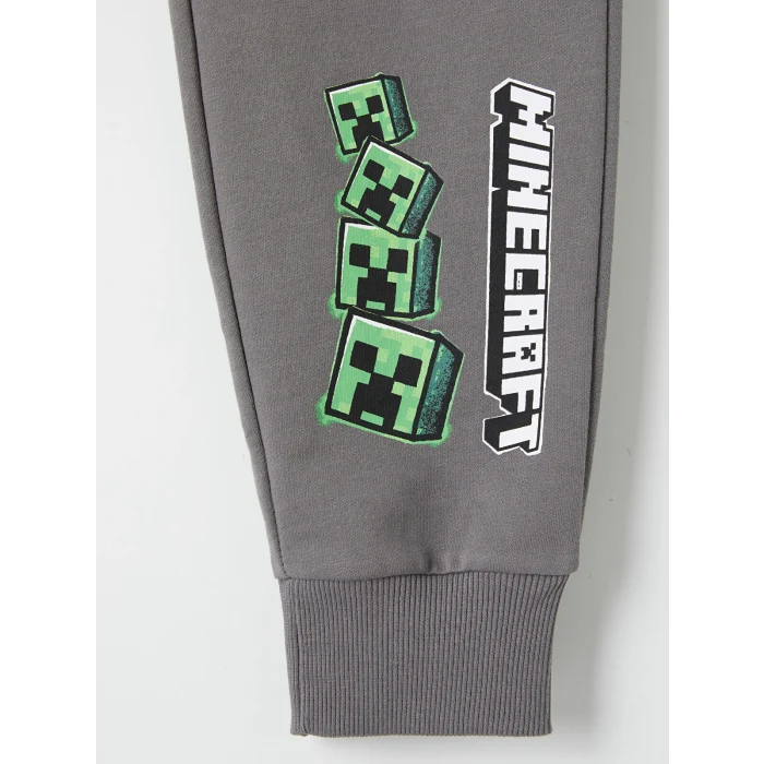 LCW Kids Gri Minecraft Baskılı Erkek Çocuk Jogger Eşofman Altı
