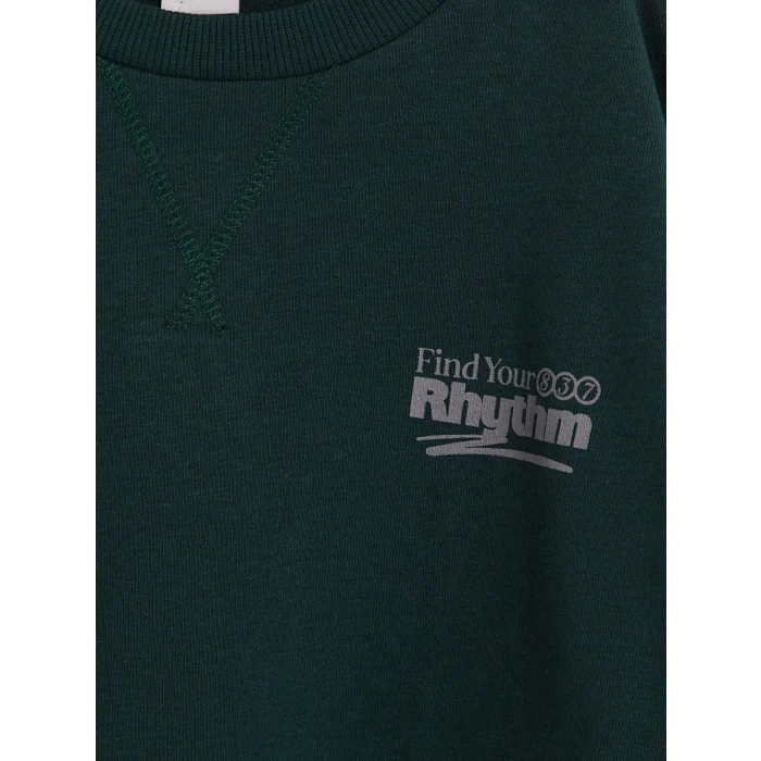 LCW Kids Yeşil Bisiklet Yaka Erkek Çocuk Kalın Sweatshirt