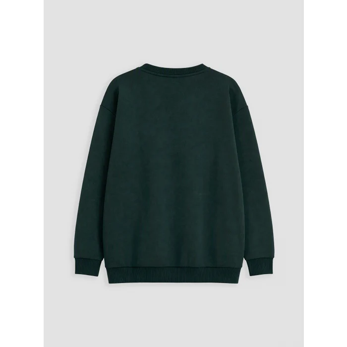 LCW Kids Yeşil Bisiklet Yaka Erkek Çocuk Kalın Sweatshirt