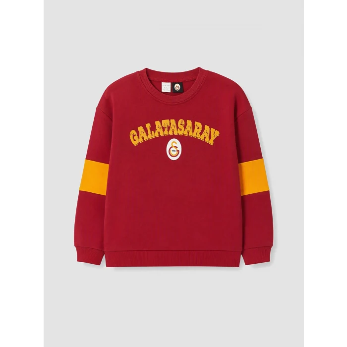 LCW Kids Kırmızı Galatasaray Baskılı Erkek Çocuk Kalın Sweatshirt