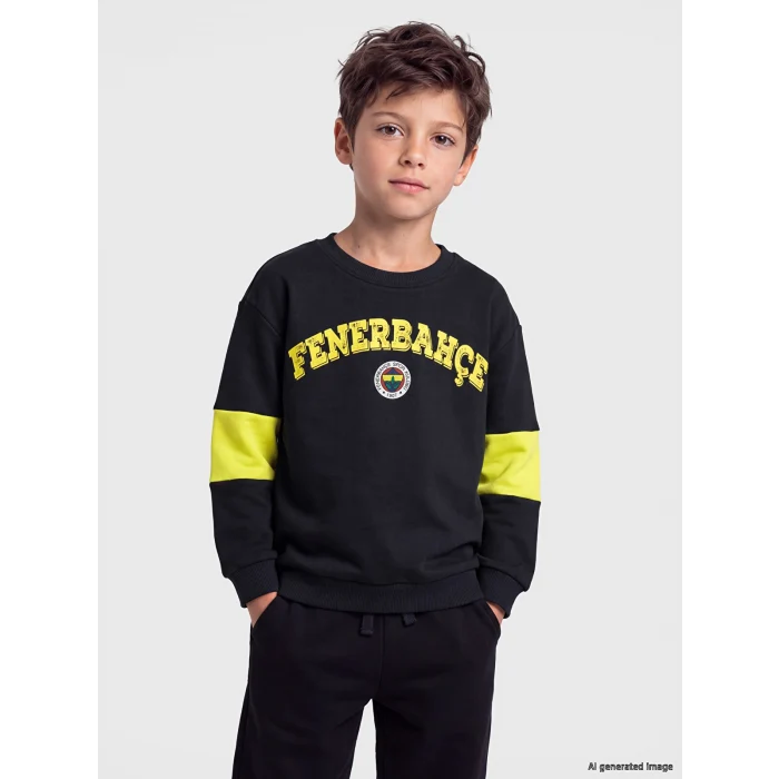 LCW Kids Lacivert Fenerbahçe Baskılı Erkek Çocuk Kalın Sweatshirt