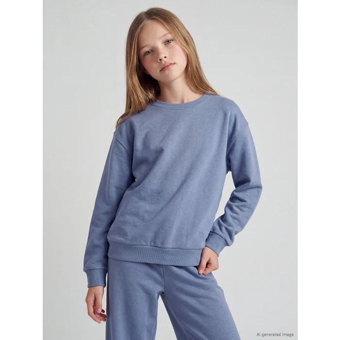 LCW Kids Mavi Bisiklet Yaka Kız Çocuk Eşofman Takım