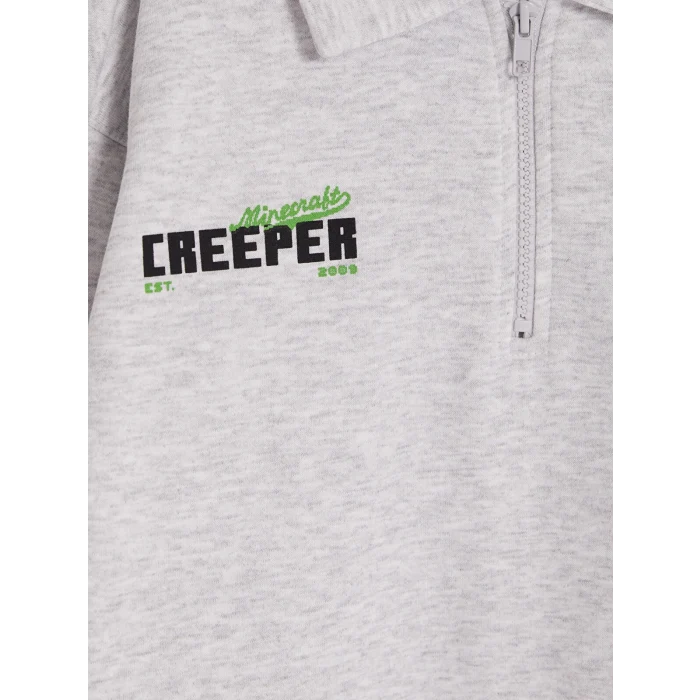 LCW Kids Gri Minecraft Baskılı Erkek Çocuk Sweatshirt