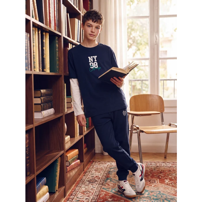LCW Kids Lacivert New York Baskılı Erkek Çocuk Jogger Eşofman Altı