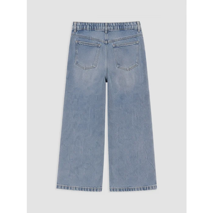 LCW Kids İndigo Taşlı Wideleg Kız Çocuk Jean Pantolon