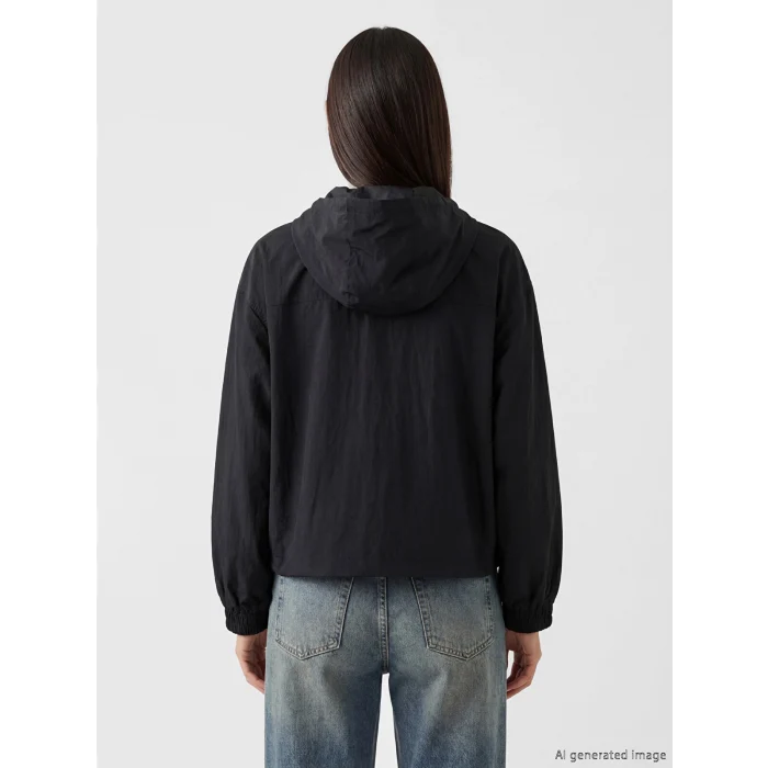 LCW EVERYDAY Siyah Kapüşonlu Oversize Kadın Yağmurluk