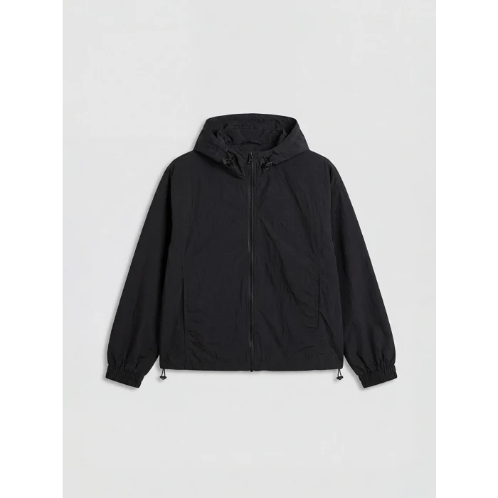 LCW EVERYDAY Siyah Kapüşonlu Oversize Kadın Yağmurluk