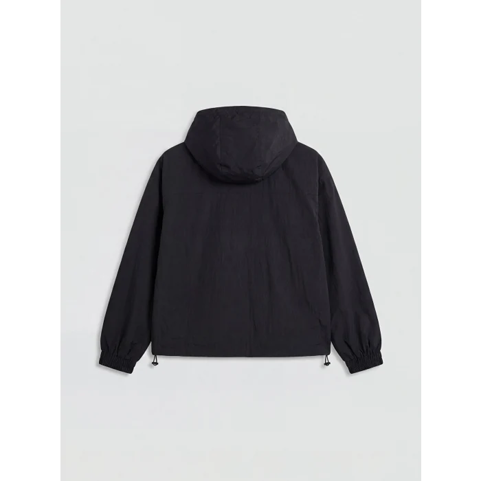 LCW EVERYDAY Siyah Kapüşonlu Oversize Kadın Yağmurluk