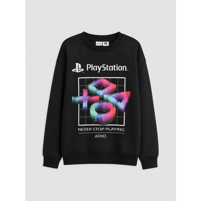 LCW Kids Siyah PlayStation Lisanslı Erkek Çocuk Sweatshirt