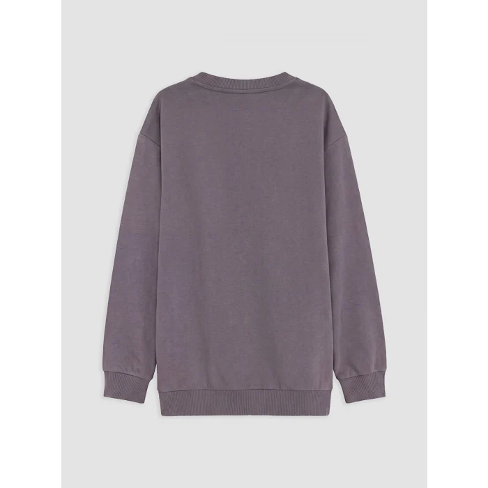 LCW Kids Gri Bisiklet Yaka Minecraft Baskılı Erkek Çocuk Sweatshirt