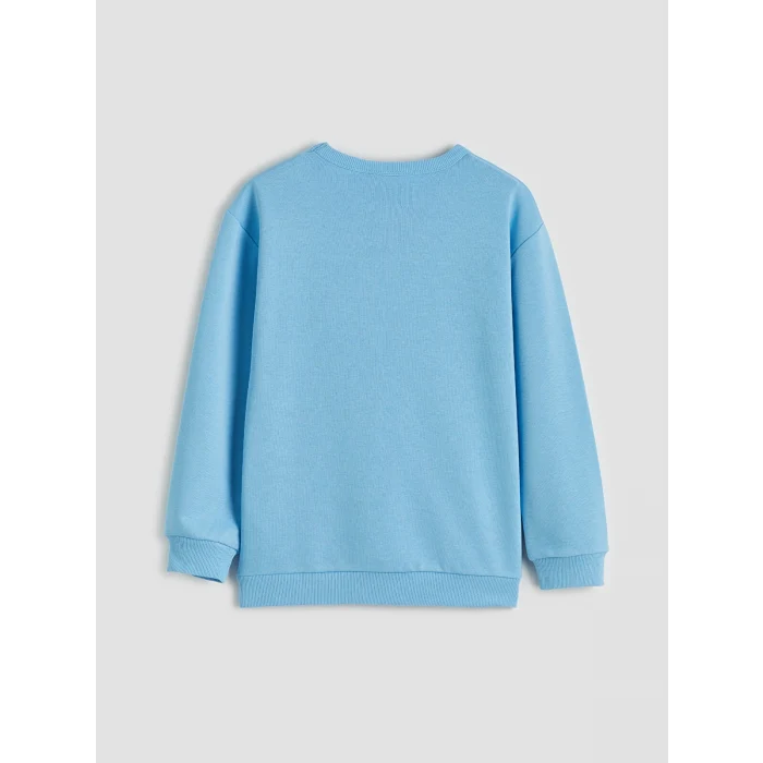 LCW Kids Mavi Bisiklet Yaka Manchester City Baskılı Erkek Çocuk Sweatshirt