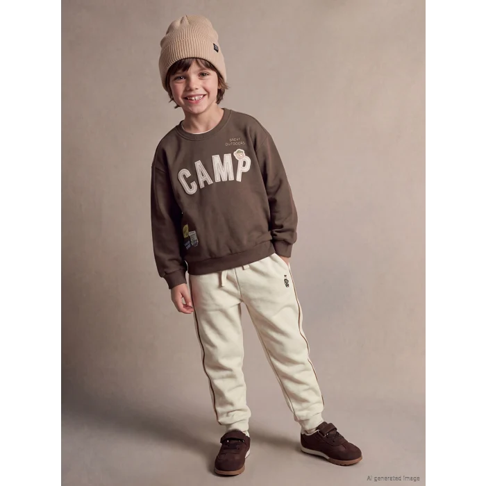 LCW Kids Beyaz Baskılı Erkek Çocuk Jogger Eşofman Altı