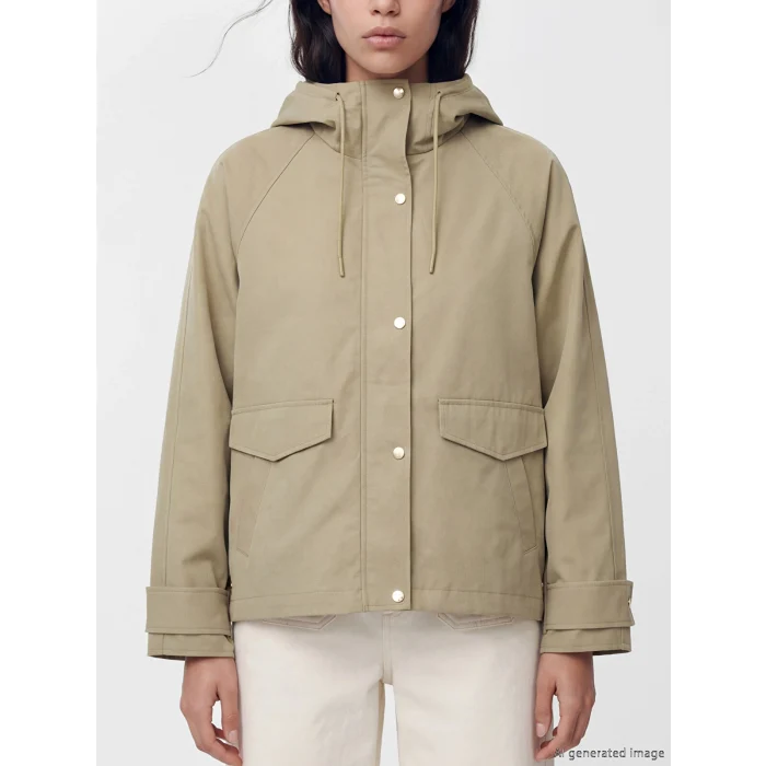 LCW Vision Haki Kapüşonlu Oversize Kadın Yağmurluk
