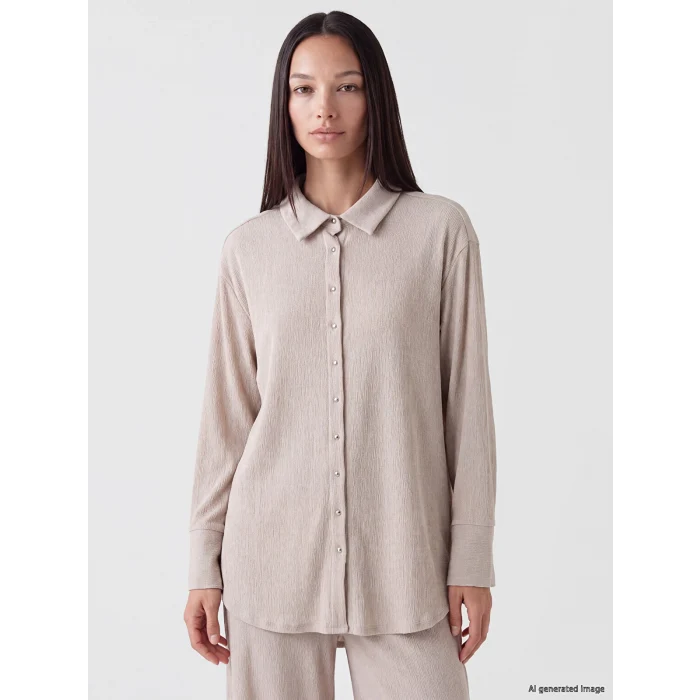 LCW EVERYDAY Gri Modal Karışımlı Oversize Kadın Gömlek Tunik