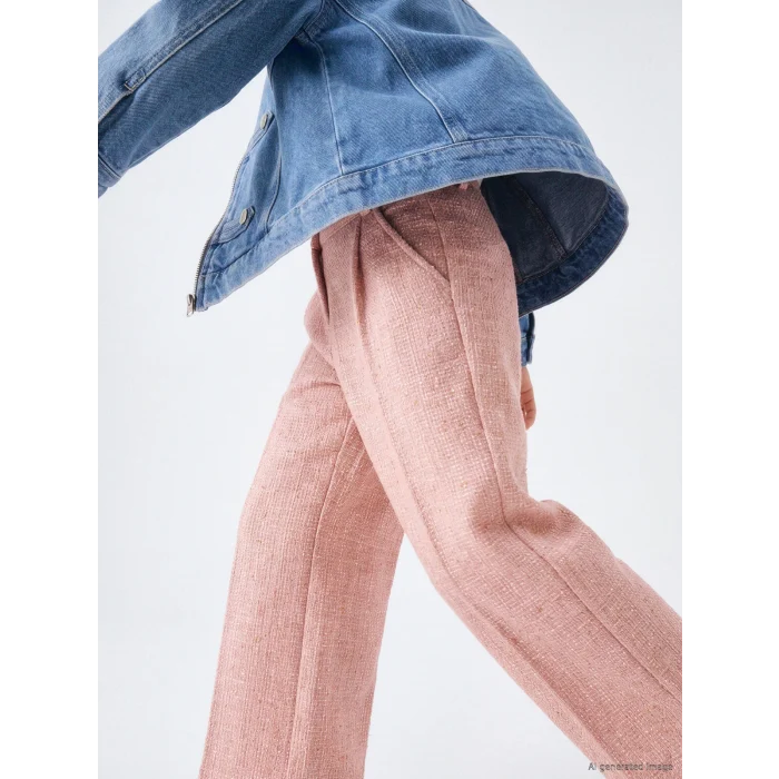LCW Kids Pembe Beli Lastikli Kız Çocuk Gabardin Pantolon