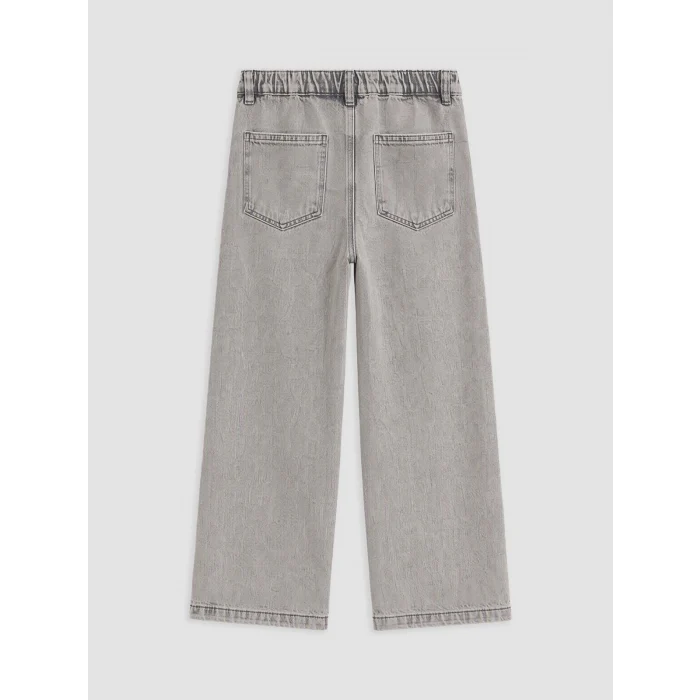 LCW Kids Gri Taşlı Wideleg Kız Çocuk Jean Pantolon