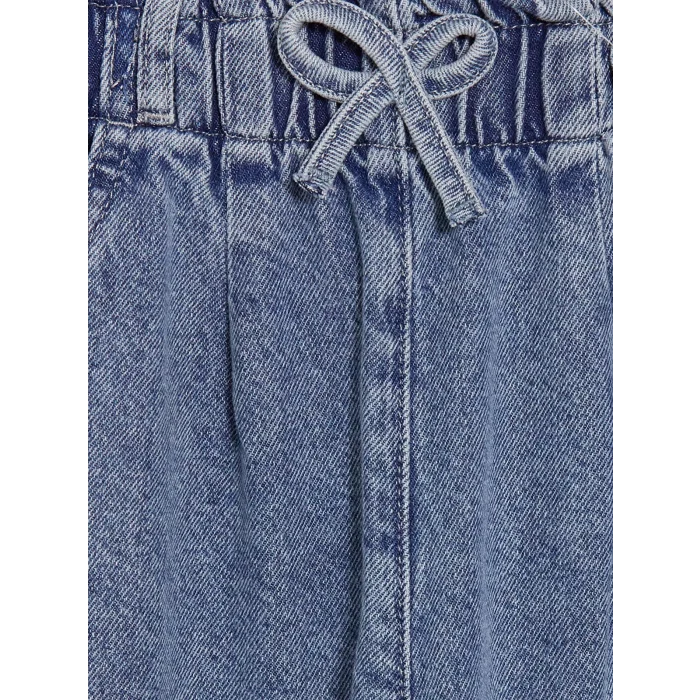 LCW Kids İndigo Beli Lastikli Straight Fit Kız Çocuk Jean Pantolon
