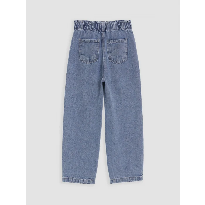 LCW Kids İndigo Beli Lastikli Straight Fit Kız Çocuk Jean Pantolon