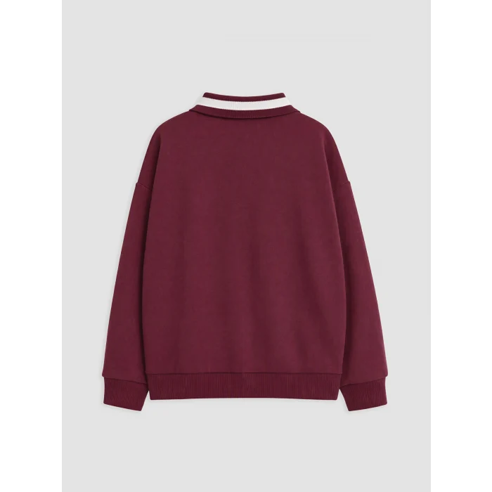 LCW Kids Bordo Polo Yaka Baskılı Kız Çocuk Eşofman Takım