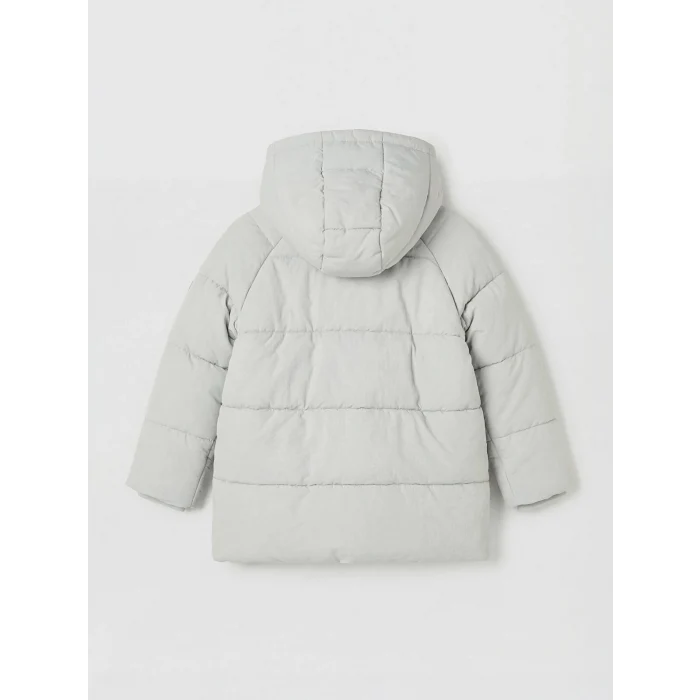 LCW Kids Gri Kapüşonlu Kapaklı Cepli Erkek Çocuk Mont