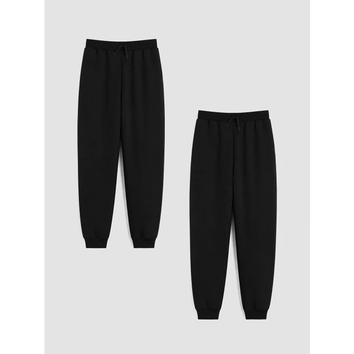 LCW Kids Siyah Kız Çocuk Jogger Eşofman Altı 2li Takım