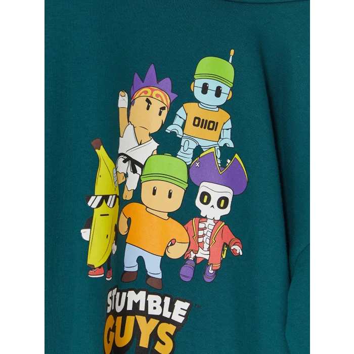 LCW Kids Petrol Stumble Guys Baskılı Erkek Çocuk Sweatshirt