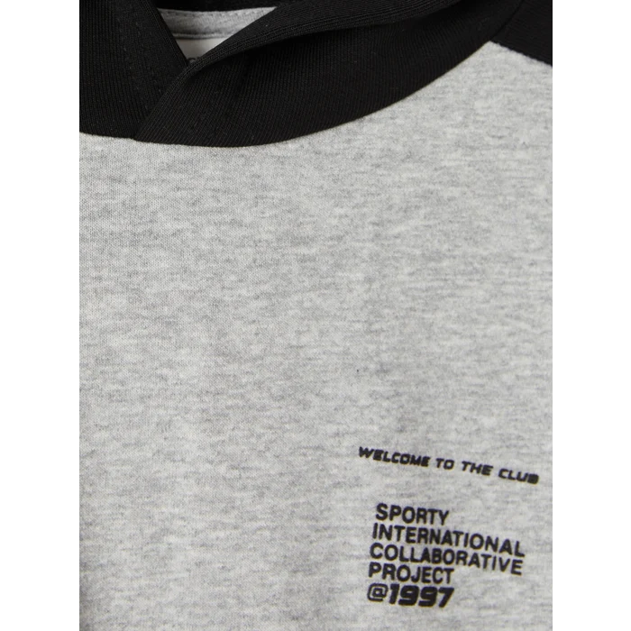 LCW Kids Gri Slogan Baskılı Erkek Çocuk Sweatshirt