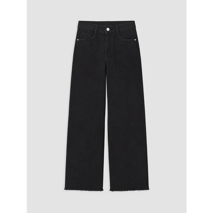 LCW Kids Siyah Wideleg Kız Çocuk Jean Pantolon