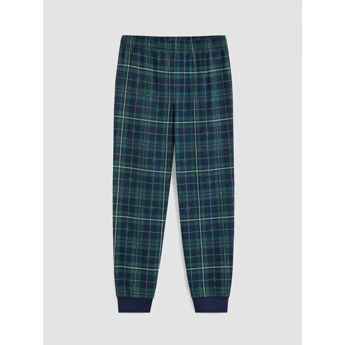 LCW Kids Gri Nakışlı Bisiklet Yaka Erkek Çocuk Pijama Takım