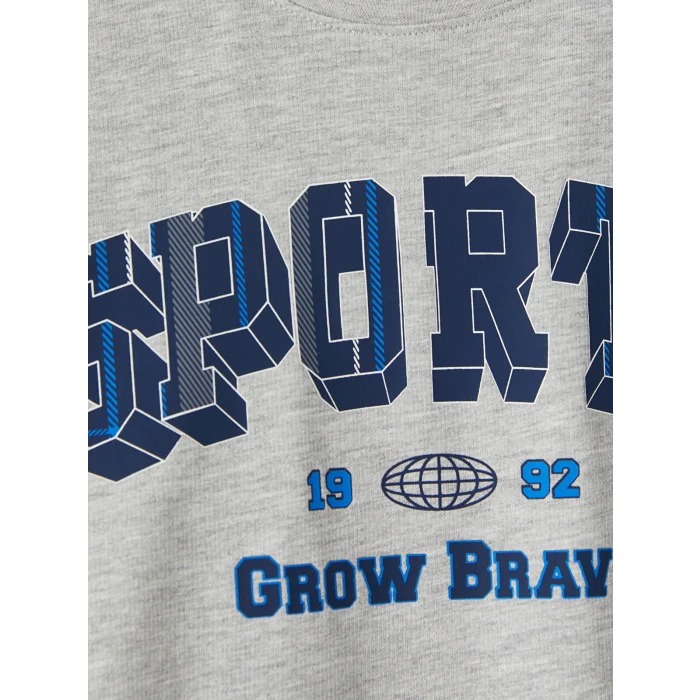 LCW Kids Gri Bisiklet Yaka Erkek Çocuk Pijama Takım