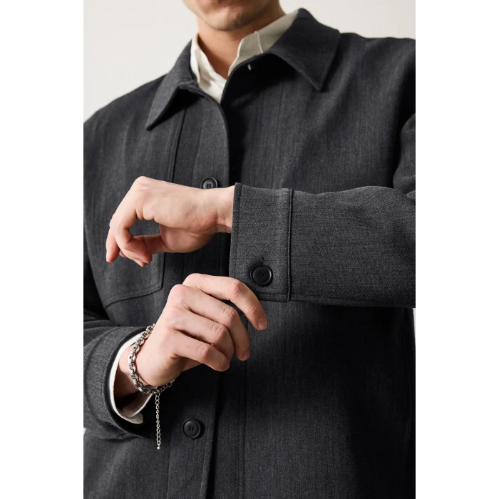 Defacto G6393AXGR309 Gri Regular Fıt Polo Yaka Astarlı Blazer Ceket