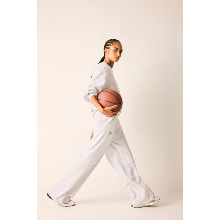 Defacto H4236AXGR421 Gri NBA Los Angeles Lakers Wide Leg Cepli Geniş Paça Beli Lastikli Skuba Dalgıç Kumaş Sporcu Eşofman Altı