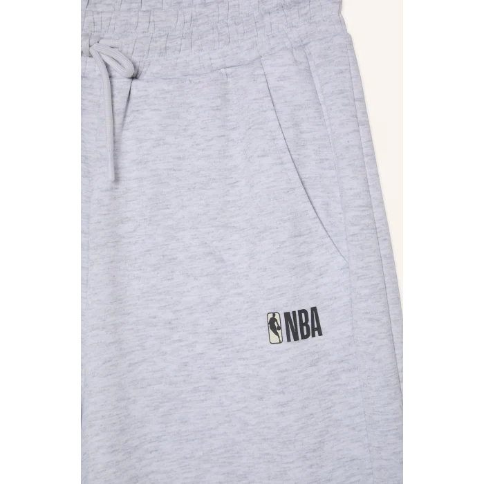Defacto H4236AXGR421 Gri NBA Los Angeles Lakers Wide Leg Cepli Geniş Paça Beli Lastikli Skuba Dalgıç Kumaş Sporcu Eşofman Altı
