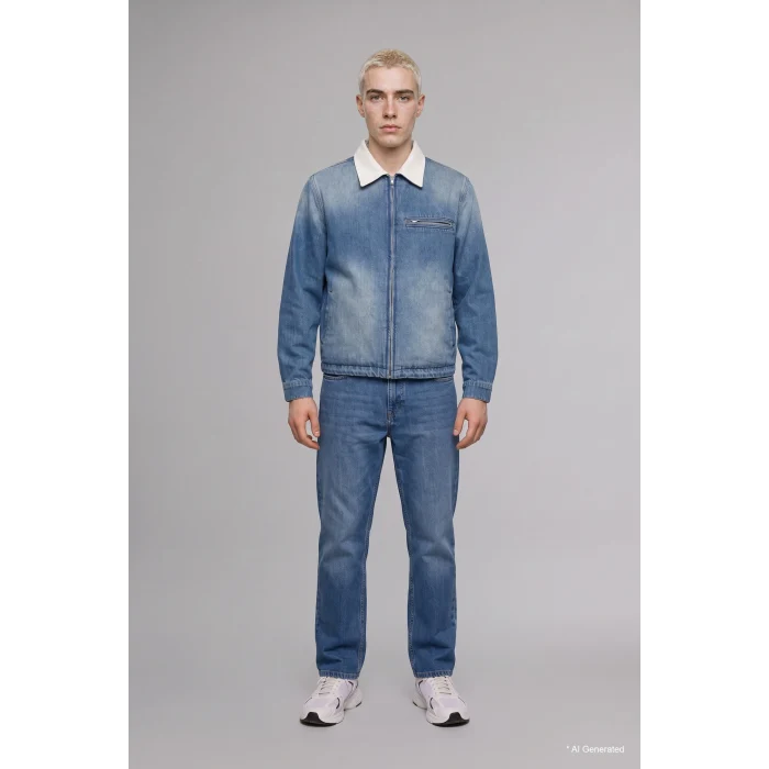 Defacto I6245AXNM28 Mavi Straıght Fıt Normal Bel Boru Paça Jean Pantolon
