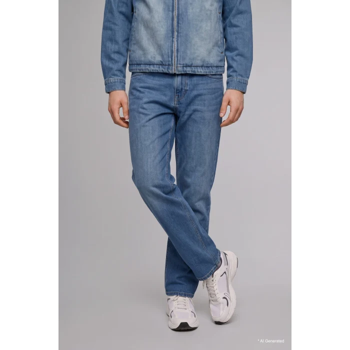 Defacto I6245AXNM28 Mavi Straıght Fıt Normal Bel Boru Paça Jean Pantolon