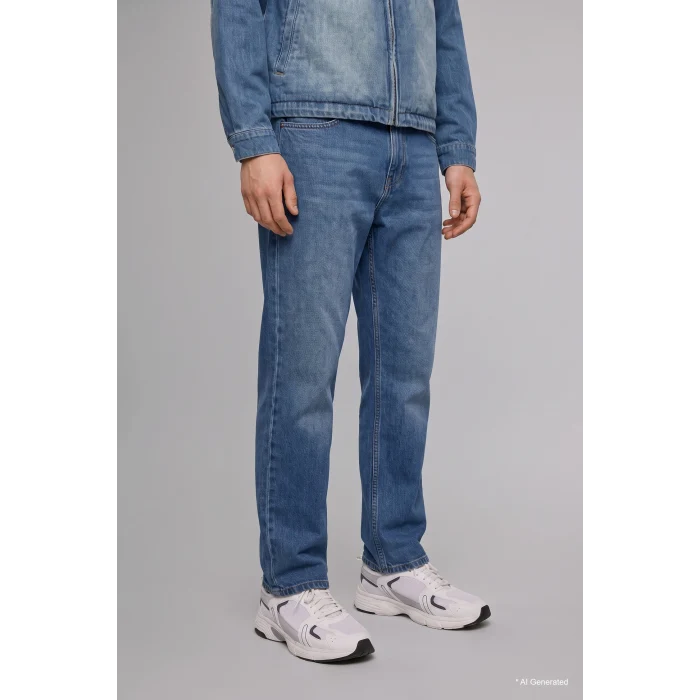 Defacto I6245AXNM28 Mavi Straıght Fıt Normal Bel Boru Paça Jean Pantolon