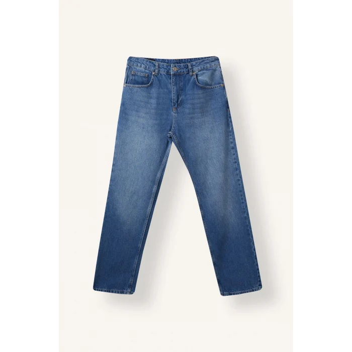 Defacto I6245AXNM28 Mavi Straıght Fıt Normal Bel Boru Paça Jean Pantolon