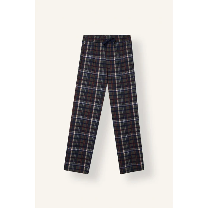 Defacto I2975AXKH148 Haki New Regular Fit V Yaka Uzun Kollu Ekose 2li Pijama Takımı