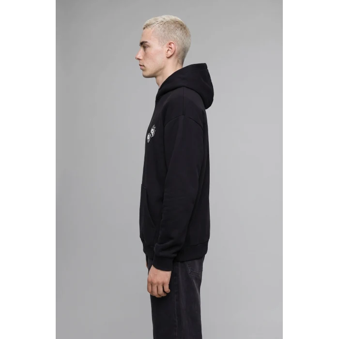 Defacto H2725AXBK81 Siyah Rick and Morty Boxy Fit Kapüşonlu Kanguru Cepli Baskılı Sweatshirt