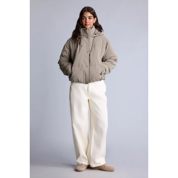 Defacto H8586AXBG642 Bej Su İtici Regular Fit Kapüşonlu Şişme Mont