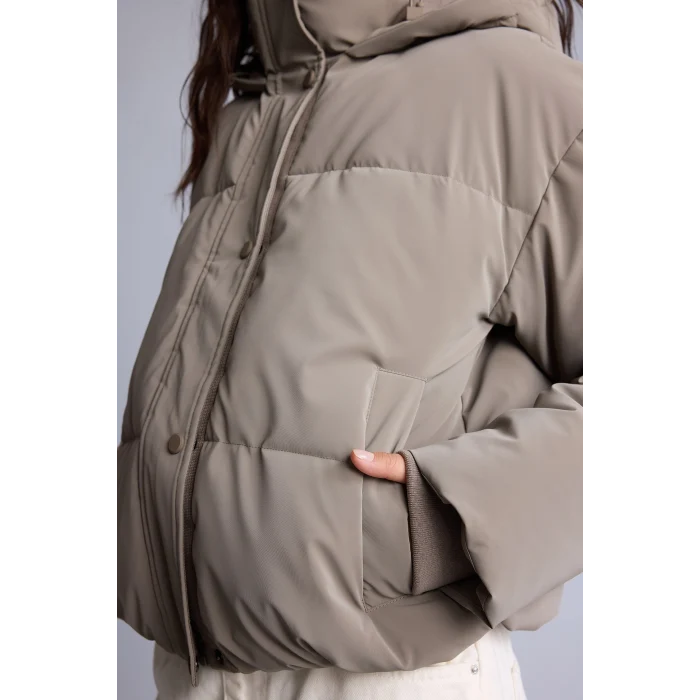Defacto H8586AXBG642 Bej Su İtici Regular Fit Kapüşonlu Şişme Mont