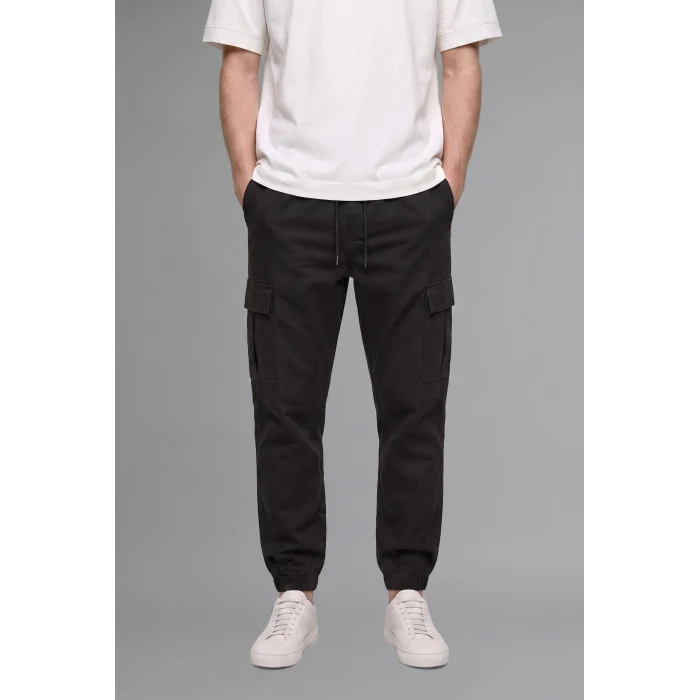 Defacto F4681AXBK81 Siyah Regular Fit Beli Bağcıklı Kargo Cepli Jogger Pantolon