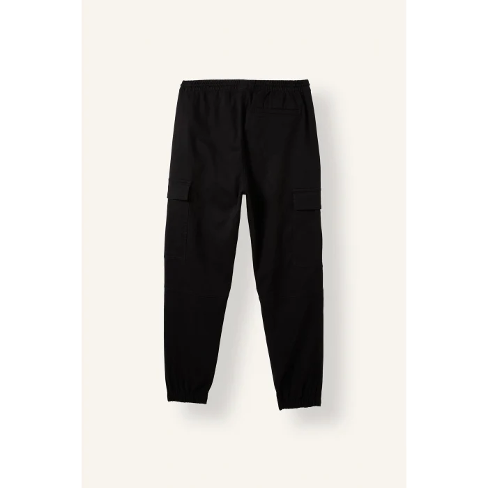 Defacto F4681AXBK81 Siyah Regular Fit Beli Bağcıklı Kargo Cepli Jogger Pantolon