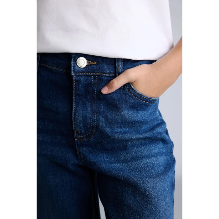 Defacto I4938A8NM28 Mavi Flare Fit Rahat İspanyol Paça Jean Pantolon Kız Çocuk