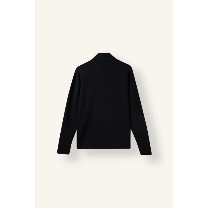 Defacto I0571AXBK81 Siyah Standart Fit Dik Yaka Yarım Fermuarlı Basic Sweatshirt